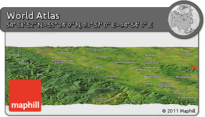 Satellite Panoramic Map of the Area around 55° 11' 31" N, 94° 25' 30" E