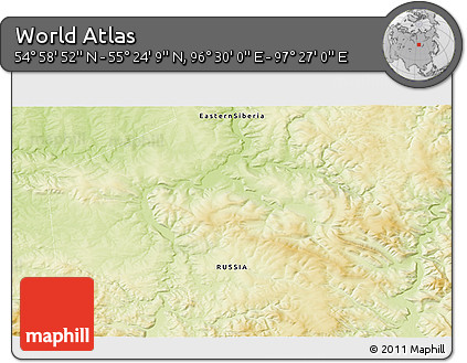 Physical 3D Map of the Area around 55° 11' 31" N, 96° 58' 29" E