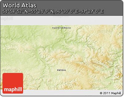 Physical 3D Map of the Area around 55° 11' 31" N, 96° 58' 29" E