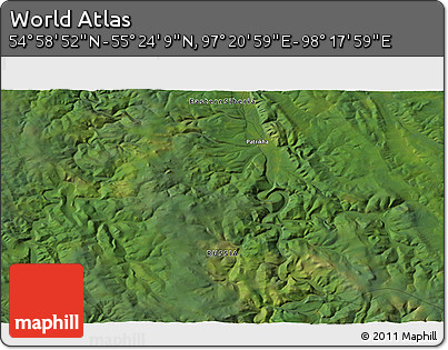 Satellite 3D Map of the Area around 55° 11' 31" N, 97° 49' 29" E
