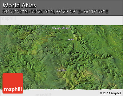 Satellite 3D Map of the Area around 55° 11' 31" N, 97° 49' 29" E