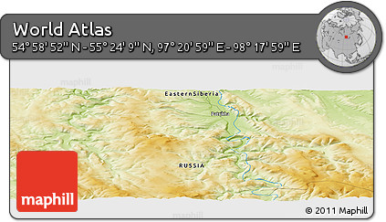 Physical Panoramic Map of the Area around 55° 11' 31" N, 97° 49' 29" E