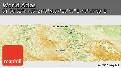 Physical Panoramic Map of the Area around 55° 11' 31" N, 97° 49' 29" E