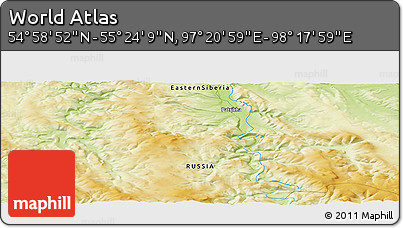 Physical Panoramic Map of the Area around 55° 11' 31" N, 97° 49' 29" E