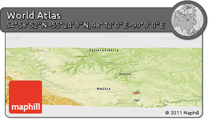 Physical Panoramic Map of the Area around 55° 11' 31" N, 98° 40' 30" E