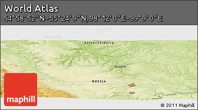 Physical Panoramic Map of the Area around 55° 11' 31" N, 98° 40' 30" E