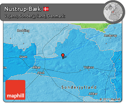 Political 3D Map of Nustrup-Bæk