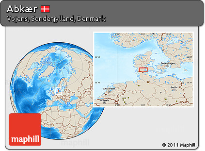 Shaded Relief Location Map of Abkær