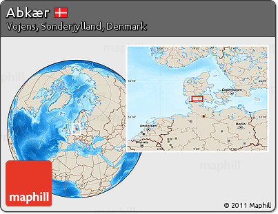 Shaded Relief Location Map of Abkær
