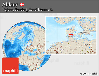 Shaded Relief Location Map of Abkær
