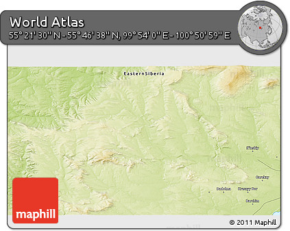 Physical 3D Map of the Area around 55° 34' 4" N, 100° 22' 30" E