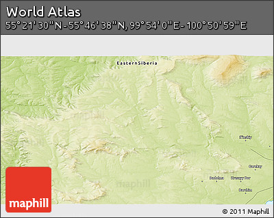 Physical 3D Map of the Area around 55° 34' 4" N, 100° 22' 30" E