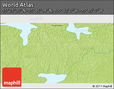 Physical 3D Map of the Area around 55° 34' 4" N, 100° 13' 29" W