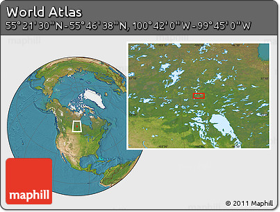Satellite Location Map of the Area around 55° 34' 4" N, 100° 13' 29" W