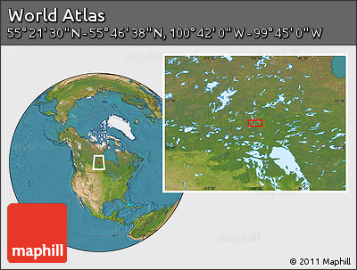Satellite Location Map of the Area around 55° 34' 4" N, 100° 13' 29" W