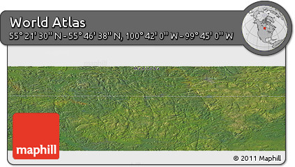 Satellite Panoramic Map of the Area around 55° 34' 4" N, 100° 13' 29" W