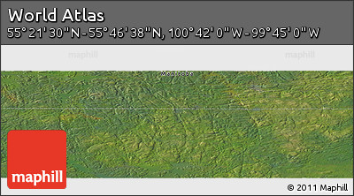 Satellite Panoramic Map of the Area around 55° 34' 4" N, 100° 13' 29" W