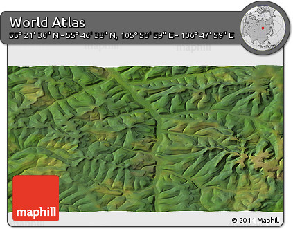 Satellite 3D Map of the Area around 55° 34' 4" N, 106° 19' 29" E