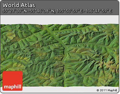 Satellite 3D Map of the Area around 55° 34' 4" N, 106° 19' 29" E