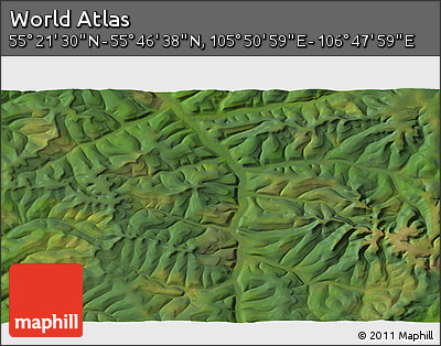 Satellite 3D Map of the Area around 55° 34' 4" N, 106° 19' 29" E