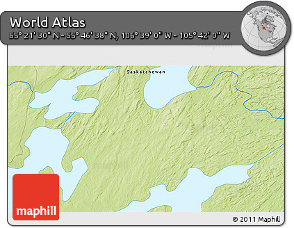 Physical 3D Map of the Area around 55° 34' 4" N, 106° 10' 30" W