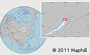 Gray Location Map of the area around 55° 34' 4" N, 109° 43' 29" E, hill shading
