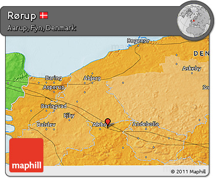 Political 3D Map of Rørup