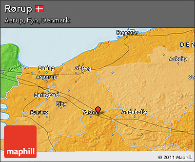 Political 3D Map of Rørup