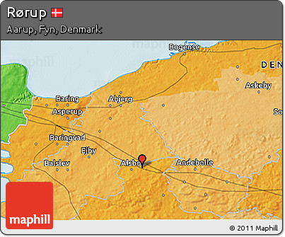 Political 3D Map of Rørup