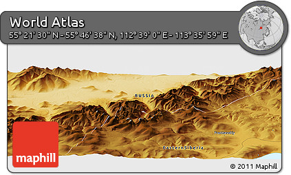 Physical Panoramic Map of the Area around 55° 34' 4" N, 113° 7' 30" E