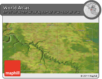 Satellite 3D Map of the Area around 55° 34' 4" N, 117° 13' 29" W