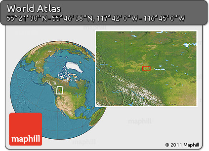 Satellite Location Map of the Area around 55° 34' 4" N, 117° 13' 29" W