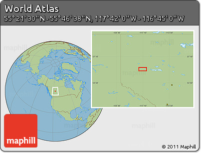 Savanna Style Location Map of the Area around 55° 34' 4" N, 117° 13' 29" W