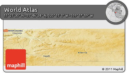 Physical Panoramic Map of the Area around 55° 34' 4" N, 119° 46' 30" W