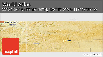 Physical Panoramic Map of the Area around 55° 34' 4" N, 119° 46' 30" W