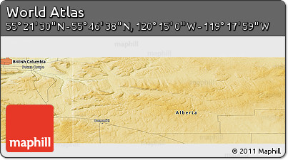 Physical Panoramic Map of the Area around 55° 34' 4" N, 119° 46' 30" W