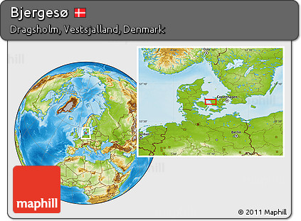 Physical Location Map of Bjergesø