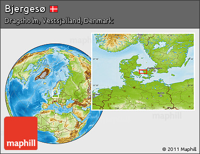 Physical Location Map of Bjergesø