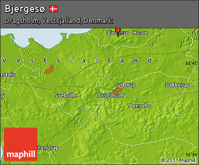 Physical Map of Bjergesø