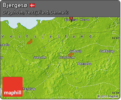 Physical Map of Bjergesø