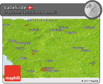 Physical Panoramic Map of Vallekilde