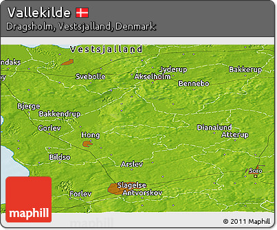 Physical Panoramic Map of Vallekilde