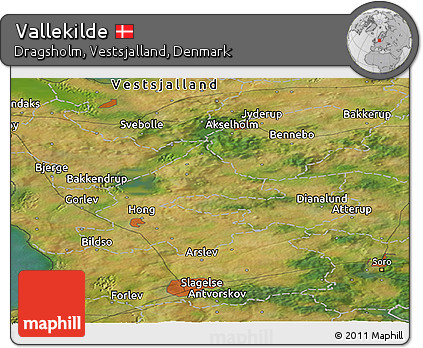 Satellite Panoramic Map of Vallekilde