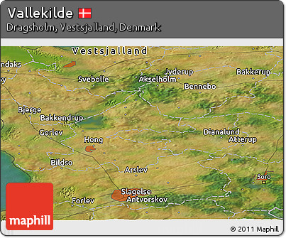 Satellite Panoramic Map of Vallekilde