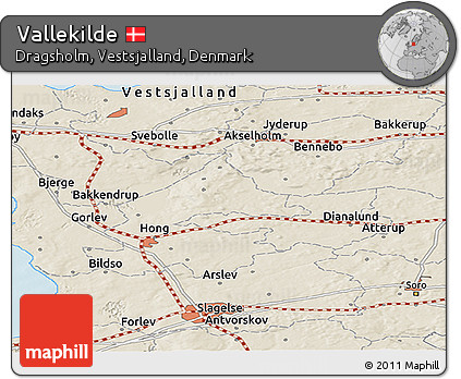 Shaded Relief Panoramic Map of Vallekilde