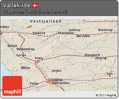 Shaded Relief Panoramic Map of Vallekilde