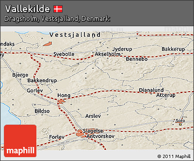 Shaded Relief Panoramic Map of Vallekilde
