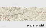 Shaded Relief Panoramic Map of the area around 55° 34' 4" N, 122° 19' 29" W