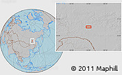 Gray Location Map of the area around 55° 34' 4" N, 125° 52' 30" E, hill shading