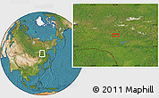 Satellite Location Map of the area around 55° 34' 4" N, 126° 43' 29" E